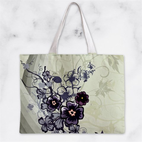 Purple Flower Art Zipper Mini Tote Bag from ArtsNow.com Back