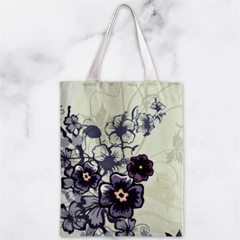 Purple Flower Art Zipper Classic Tote Bag from ArtsNow.com Back