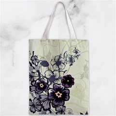 Purple Flower Art Zipper Classic Tote Bag from ArtsNow.com Back