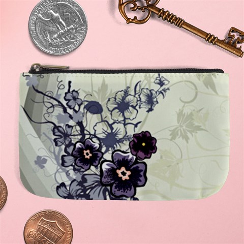 Purple Flower Art Large Coin Purse from ArtsNow.com Front