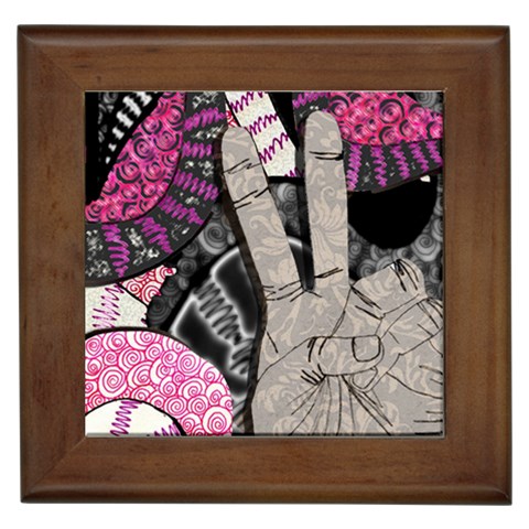 Peace Hand Art Framed Tile from ArtsNow.com Front