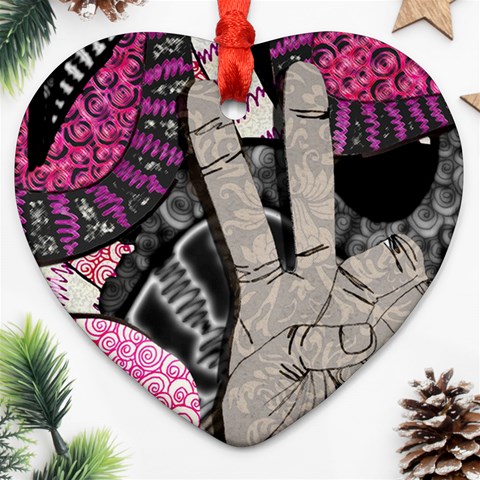 Peace Hand Art Heart Ornament (Two Sides) from ArtsNow.com Front