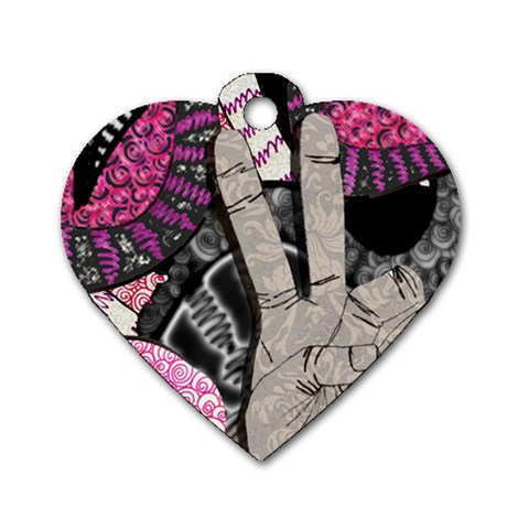 Peace Hand Art Dog Tag Heart (Two Sides) from ArtsNow.com Back