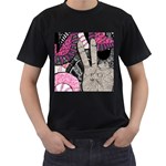 Peace Hand Art Men s T-Shirt (Black)