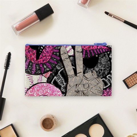 Peace Hand Art Cosmetic Bag (Small) from ArtsNow.com Back