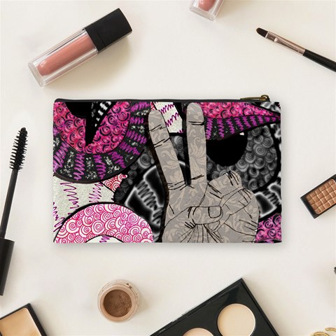 Peace Hand Art Cosmetic Bag (Medium) from ArtsNow.com Back