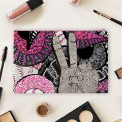 Peace Hand Art Cosmetic Bag (Large) from ArtsNow.com Back