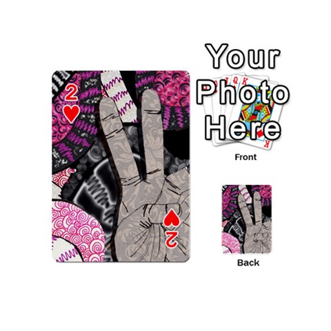 Peace Hand Art Playing Cards 54 (Mini) from ArtsNow.com Front - Heart2