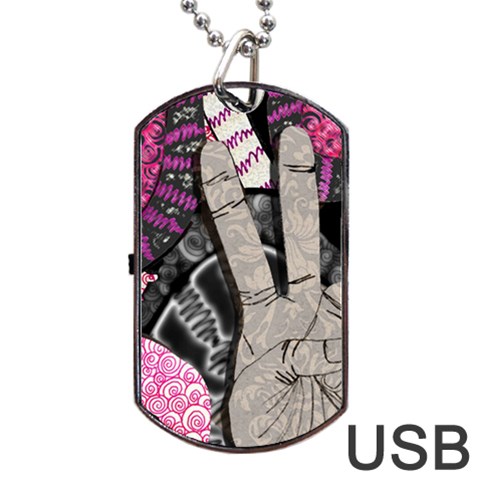 Peace Hand Art Dog Tag USB Flash (Two Sides) from ArtsNow.com Back