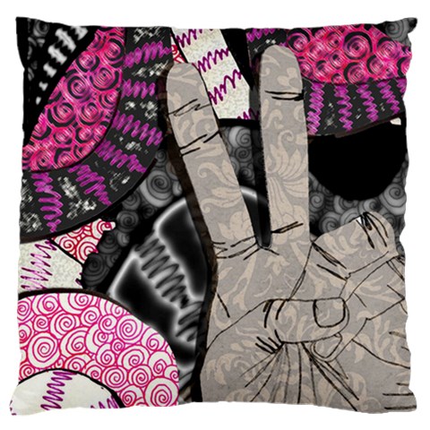 Peace Hand Art Large Cushion Case (Two Sides) from ArtsNow.com Back