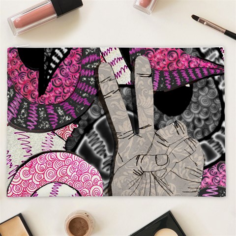 Peace Hand Art Cosmetic Bag (XXL) from ArtsNow.com Front