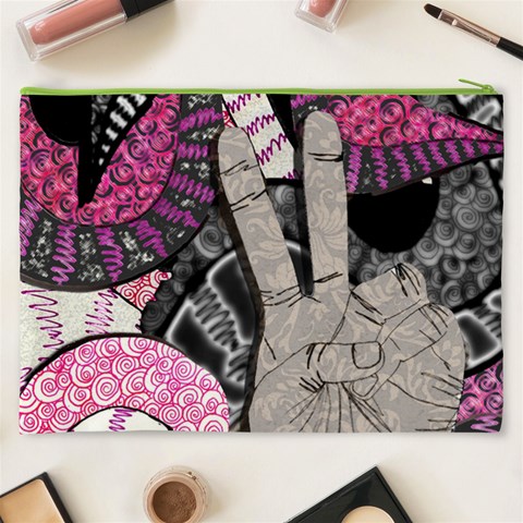 Peace Hand Art Cosmetic Bag (XXXL) from ArtsNow.com Back