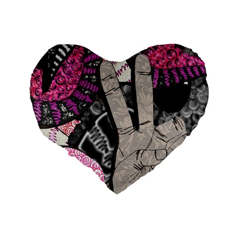 Peace Hand Art Standard 16  Premium Heart Shape Cushion  from ArtsNow.com Back