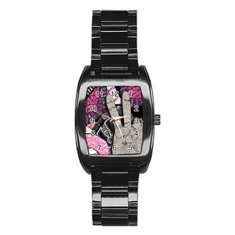 Peace Hand Art Stainless Steel Barrel Watch from ArtsNow.com Front