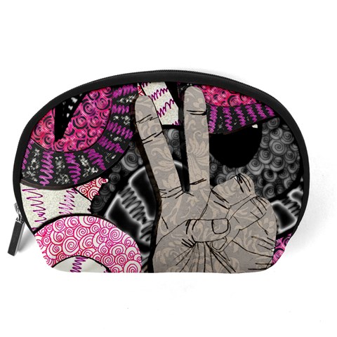 Peace Hand Art Accessory Pouch (Large) from ArtsNow.com Back