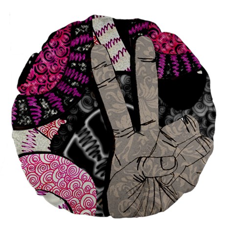 Peace Hand Art Large 18  Premium Flano Round Cushion  from ArtsNow.com Back