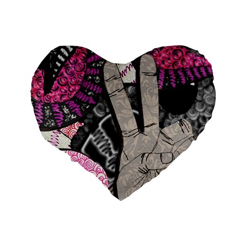 Peace Hand Art Standard 16  Premium Flano Heart Shape Cushion  from ArtsNow.com Back