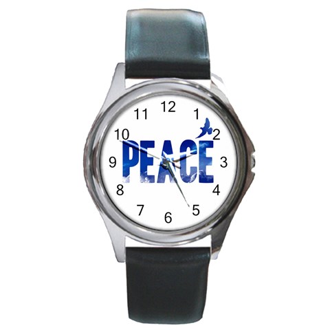 Peace Bird Round Metal Watch from ArtsNow.com Front