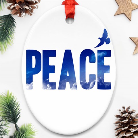 Peace Bird Ornament (Oval) from ArtsNow.com Front