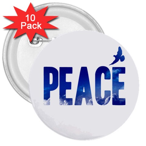 Peace Bird 3  Button (10 pack) from ArtsNow.com Front