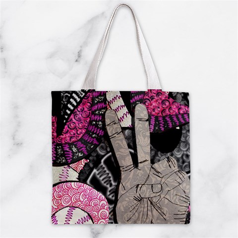 Peace Hand Art Zipper Grocery Tote Bag from ArtsNow.com Back