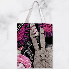 Peace Hand Art Zipper Classic Tote Bag from ArtsNow.com Front