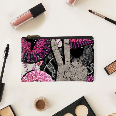 Peace Hand Art Cosmetic Bag (XS) from ArtsNow.com Front