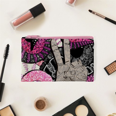 Peace Hand Art Cosmetic Bag (XS) from ArtsNow.com Front