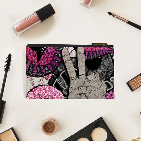 Peace Hand Art Cosmetic Bag (XS) from ArtsNow.com Back