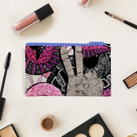 Peace Hand Art Cosmetic Bag (XS) from ArtsNow.com Back