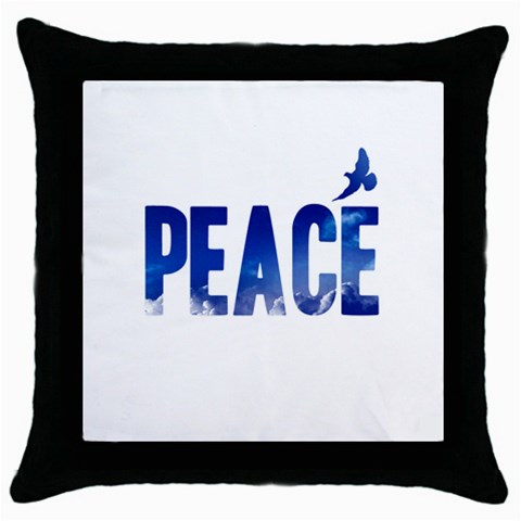 Peace Bird Throw Pillow Case (Black) from ArtsNow.com Front