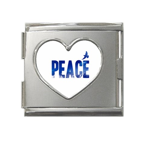 Peace Bird Mega Link Heart Italian Charm (18mm) from ArtsNow.com Front