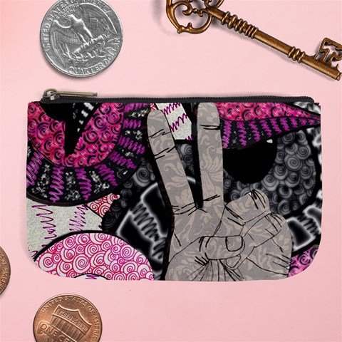 Peace Hand Art Large Coin Purse from ArtsNow.com Front