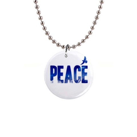 Peace Bird 1  Button Necklace from ArtsNow.com Front