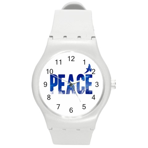 Peace Bird Round Plastic Sport Watch (M) from ArtsNow.com Front