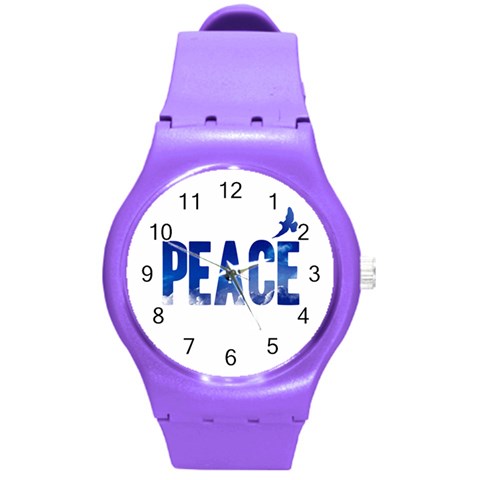 Peace Bird Round Plastic Sport Watch (M) from ArtsNow.com Front