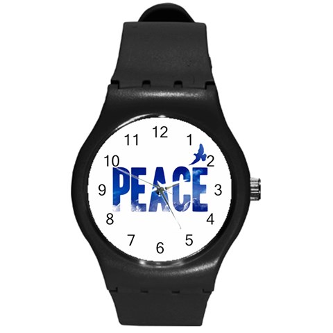 Peace Bird Round Plastic Sport Watch (M) from ArtsNow.com Front