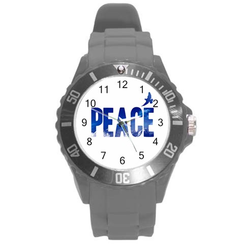 Peace Bird Round Plastic Sport Watch (L) from ArtsNow.com Front