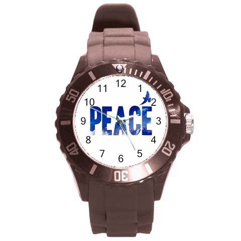 Peace Bird Round Plastic Sport Watch (L) from ArtsNow.com Front