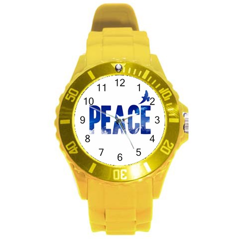 Peace Bird Round Plastic Sport Watch (L) from ArtsNow.com Front