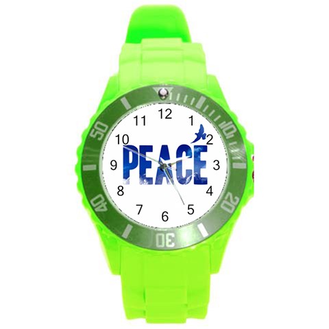 Peace Bird Round Plastic Sport Watch (L) from ArtsNow.com Front