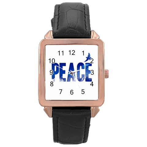 Peace Bird Rose Gold Leather Watch  from ArtsNow.com Front