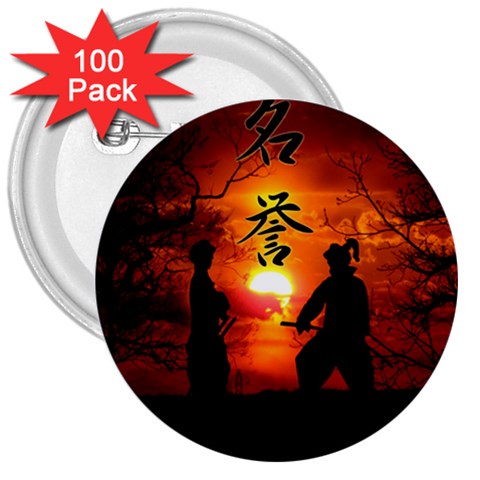 Ninja Sunset 3  Button (100 pack) from ArtsNow.com Front