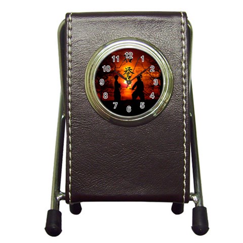 Ninja Sunset Pen Holder Desk Clock from ArtsNow.com Front