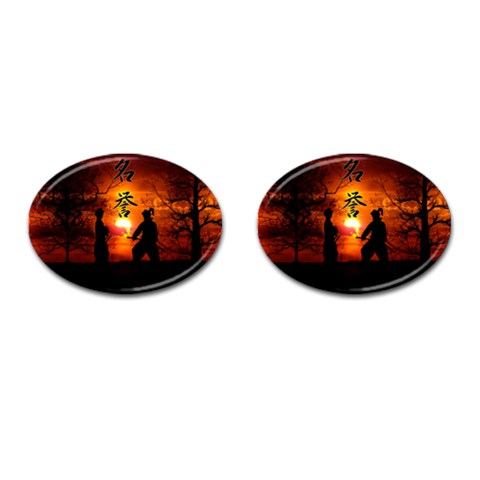 Ninja Sunset Cufflinks (Oval) from ArtsNow.com Front(Pair)