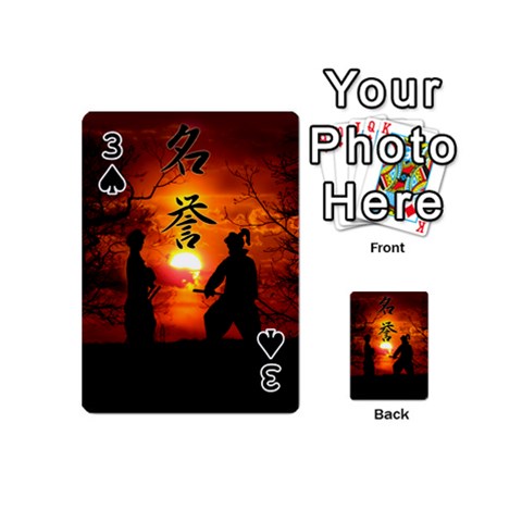 Ninja Sunset Playing Cards 54 (Mini) from ArtsNow.com Front - Spade3