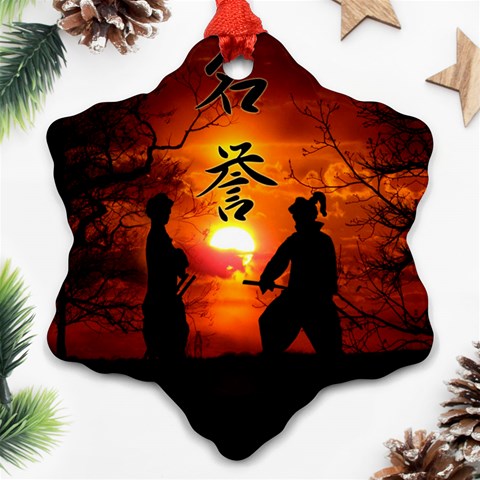 Ninja Sunset Ornament (Snowflake) from ArtsNow.com Front