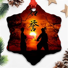 Ninja Sunset Snowflake Ornament (Two Sides) from ArtsNow.com Front