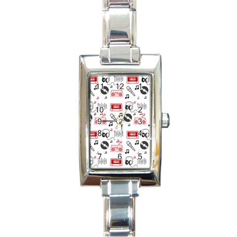 Music Is My Life Rectangle Italian Charm Watch from ArtsNow.com Front