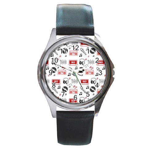 Music Is My Life Round Metal Watch from ArtsNow.com Front